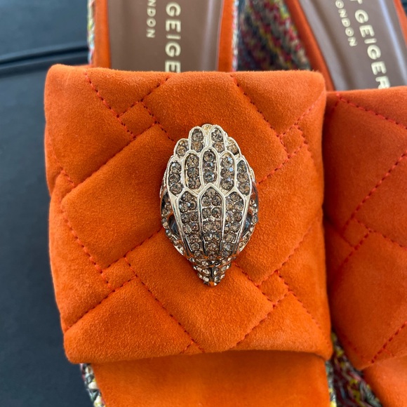 Kurt Geiger Kensington Wedge Orange Platform Mules with Quilted Upper - Picture 9 of 9